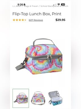 L.L. Bean Multicolor Tie-Dye Flip-Top Lunch Bag